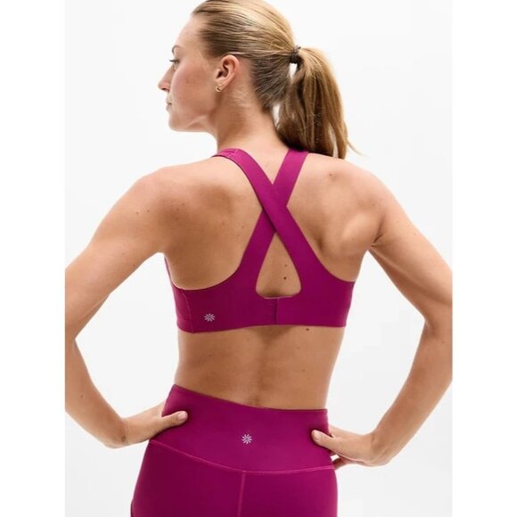 Athleta XS Interval Plunge Train Sports Bra A-C Wildberry X-Small - Picture 1 of 6